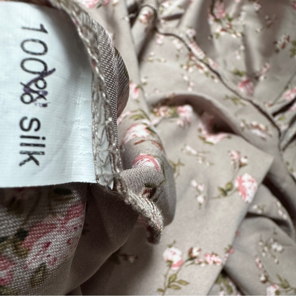 Genuine Silk Floral Button-Down Midi Summer Dress - Picture 7 of 9